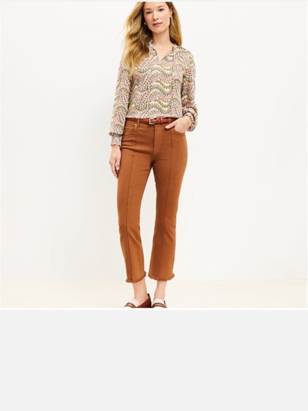 LOFT Women’s Cropped High-Rise Jeans in Burnt Orange/Brown
